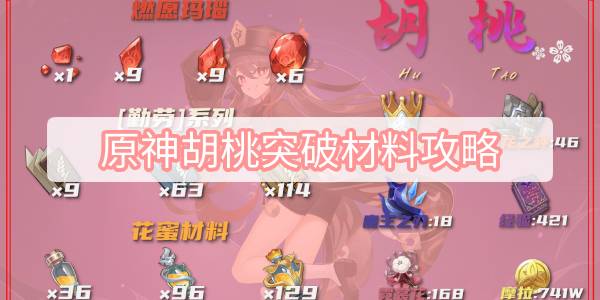 原神胡桃突破材料攻略-胡桃突破材料收集图文攻略