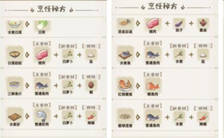 解忧小村落食谱菜谱配方一览_小程序小游戏