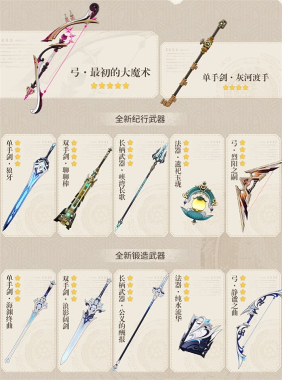 原神4.0版本新武器有什么原神4.0版本新武器外观一览