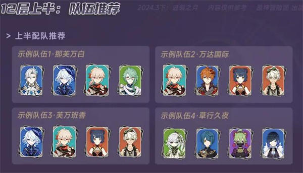 原神4.5深渊12层阵容推荐 原神4.5深渊配队攻略