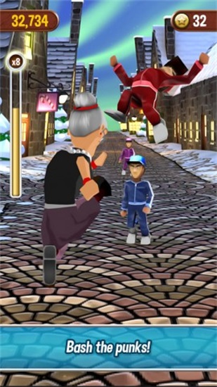 愤怒的老奶奶玩跑酷精简版：一款有趣好玩的跑酷小游戏