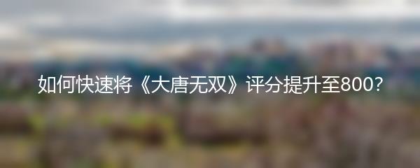 如何快速将大唐无双评分提升至800