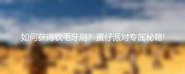 如何获得软毛牙刷？蛋仔派对专属秘籍!