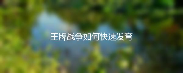 王牌战争如何快速发育