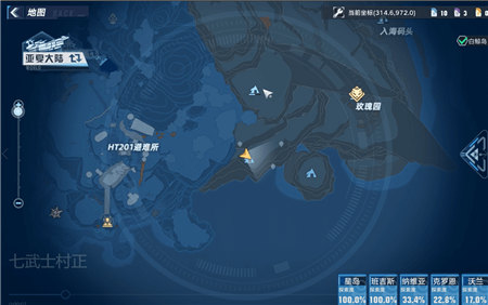 幻塔手游中克罗恩地图boss七武士村正分布位置